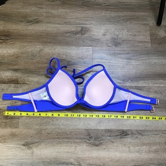 Shade Shop Bikini Top Size 34C Padded Push Up Blue Swimsuit Bathing Suit - Picture 15 of 15